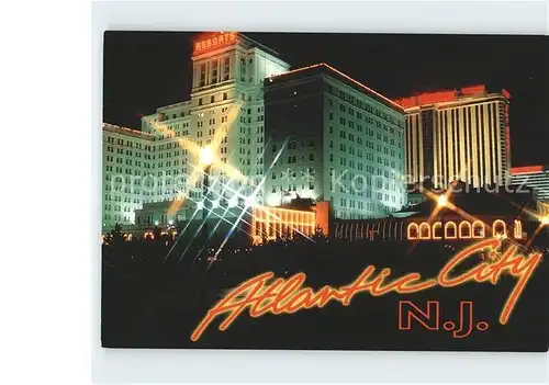 Atlantic City New Jersey Resorts Hotel Taj Mahal and Snowboat at night Kat. Atlantic City
