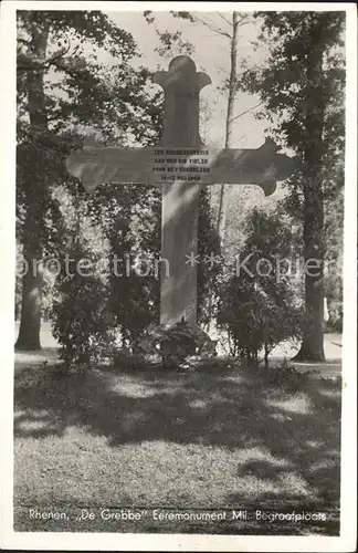 Rhenen De Grebbe Eeremonument Mil. Begraafplaats Denkmal Kreuz Kat. Rhenen