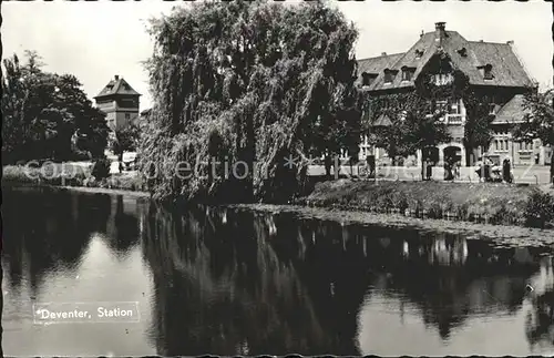 Deventer Station Bahnhof Partie am Fluss Kat. Deventer