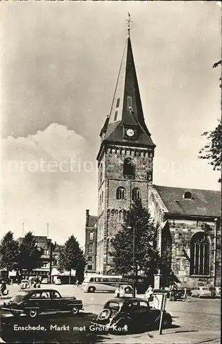 Enschede Markt met Grote Kerk Kirche Kat. Enschede