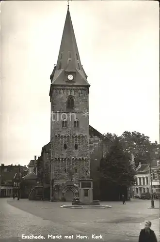Enschede Markt met Herv Kerk Kirche Kat. Enschede