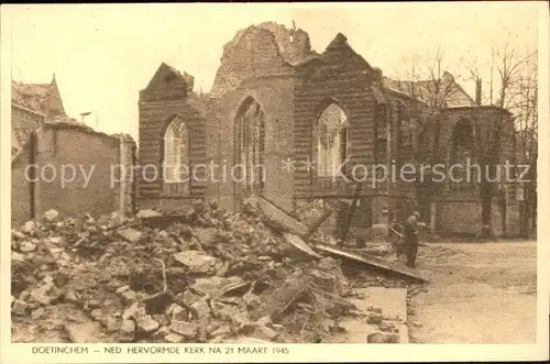 Doetinchem Ned Hervormde Kerk na 21 maart 1945 Kat. Doetinchem