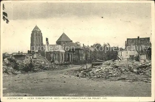 Doetinchem Hoek Terborgsche Weg Wilhelminastraat na Maart 1945 Kat. Doetinchem