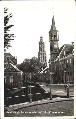 Amersfoort Lange gracht met OL Vrouwetoren Kat. Amersfoort