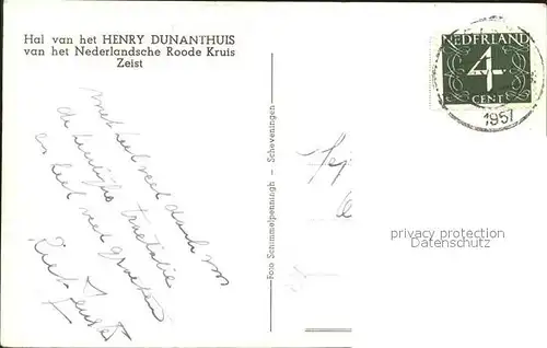 Zeist Hal Henry Dunanthuis Roode Kruis  Kat. Zeist