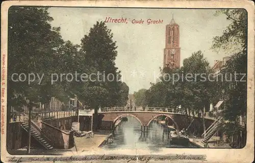 Utrecht Oude Gracht Brug Bruecke Kirchturm Kat. Utrecht