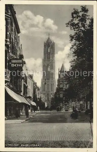 Utrecht Zadelstraat met Domtoren Kat. Utrecht