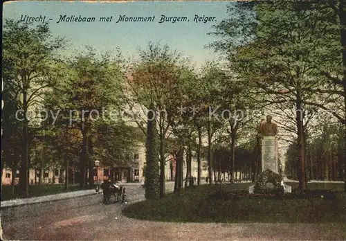 Utrecht Maliebaan met Monument Burgemeester Reiger Denkmal Kat. Utrecht