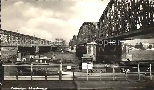 Rotterdam Maasbruggen Bruecke Frachtkahn Kat. Rotterdam