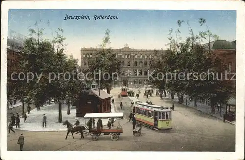 Rotterdam Beursplein Strassenbahn Pferdewagen Kat. Rotterdam