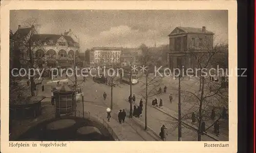 Rotterdam Hofplein in vogelvlucht Pavillon Strassenbahn Kat. Rotterdam