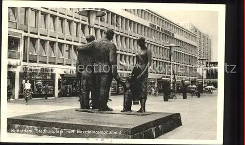 Rotterdam Stadhuisplein met Bevrijdingsmonument Statue Denkmal Kat. Rotterdam