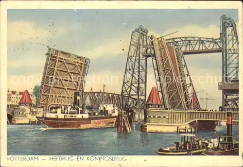 Rotterdam Hefbrug en Koningsbrug Hebebruecke Dampfer Kat. Rotterdam