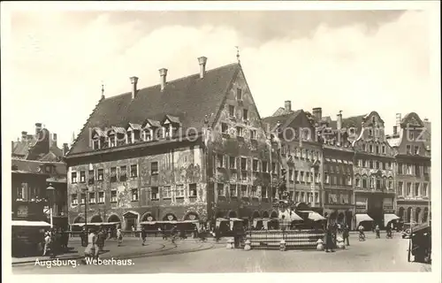 Augsburg Weberhaus Fassadenmalerei Brunnen Kat. Augsburg