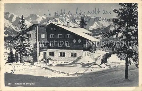 Sonthofen Oberallgaeu Berggasthaus Allgaeuer Berghof Alpe Eck an den Hoernern Winterpanorama Kat. Sonthofen