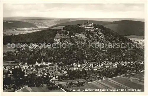Neustadt Odenwald mit Burg Breuberg Fliegeraufnahme Kat. Breuberg