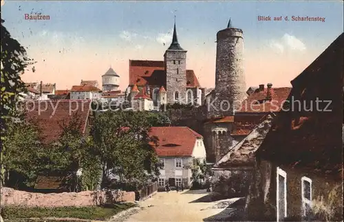 Bautzen Blick auf den Scharfensteg Turm Kat. Bautzen