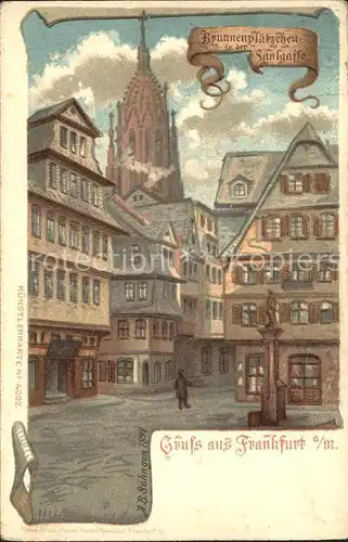 Frankfurt Main Brunnenplaetzchen in der Saalgasse Dom Kuenstlerkarte A.B. Soehngen Kat. Frankfurt am Main