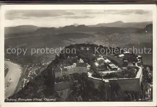 Koenigstein Saechsische Schweiz Festung Fliegeraufnahme Kat. Koenigstein Saechsische Schweiz