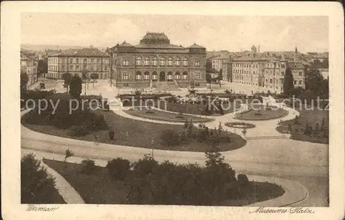 Weimar Thueringen Museums Platz Kupfertiefdruck Kat. Weimar