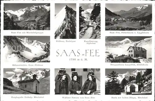 Saas Fee Nadelgrat Kapellenweg Alphubel Fletschhorn Lagginhorn  Kat. Saas Fee