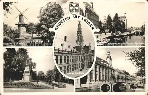 Leiden Molen De Valk Werff Monument Universiteit Stadhuis Kat. Leiden