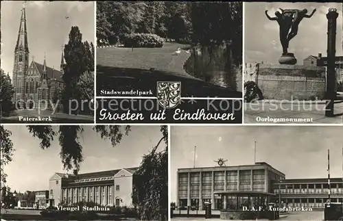 Eindhoven Netherlands Oorlogsmonument Autofabriken Stadhuis Paterskerk Kat. Eindhoven