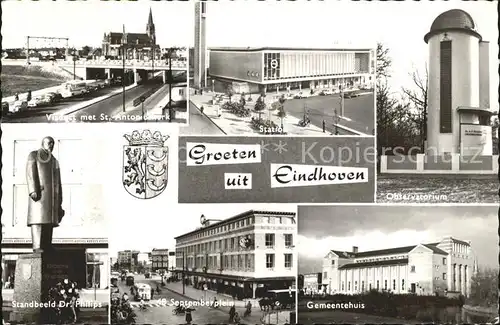 Eindhoven Netherlands Standbeeld Dr. Philips Gemeentehuis Station Kat. Eindhoven