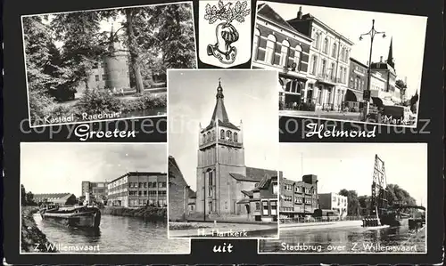 Helmond Kasteel Raadhuis Markt Stadsbrug over Z. Willemsvaart Kerk Kat. Helmond