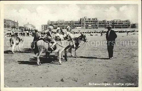 Scheveningen Ezeltje rijden Eselreiten Strand Kat. Scheveningen