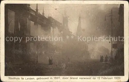 Leiden Stadhuis brand 12 Februari 1929 Kat. Leiden