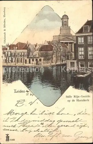 Leiden Stille Rijn Gezicht op de Hartekerk Kat. Leiden