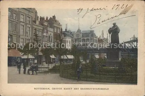 Rotterdam Markt Erasmus Standbeeld Kat. Rotterdam