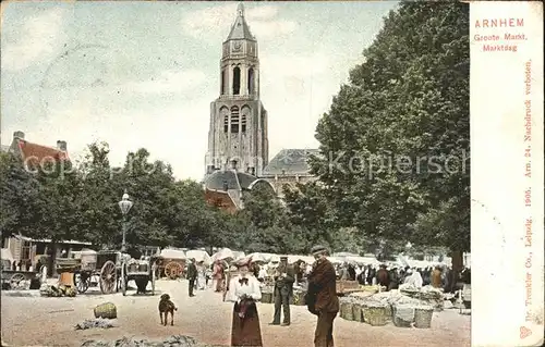 Arnhem Groote Markt Marktdag Kerk Kat. Arnhem