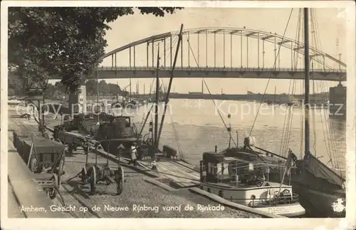 Arnhem Nieuwe Rijnbrug vanaf de Rifnkade Schiff Kat. Arnhem