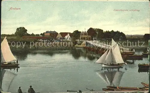 Arnhem Openstaande schipbrug Schiffsbruecke Segelboot Kat. Arnhem