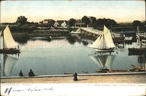 Arnhem Rijnbrug Rheinbruecke Segelschiff Kat. Arnhem