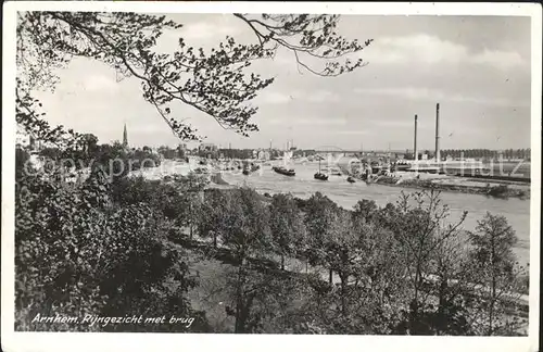 Arnhem Rijngezicht met brug Kat. Arnhem