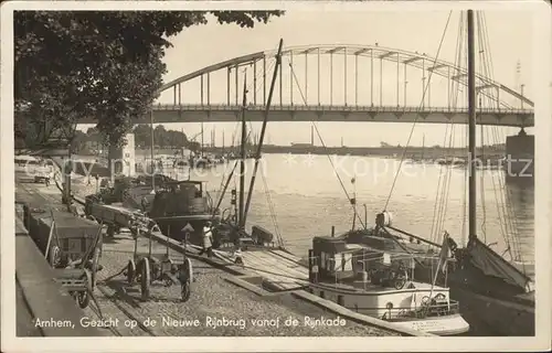 Arnhem Nieuwe Rijnbrug vanaf de Rijnkade Rheinbruecke Kat. Arnhem