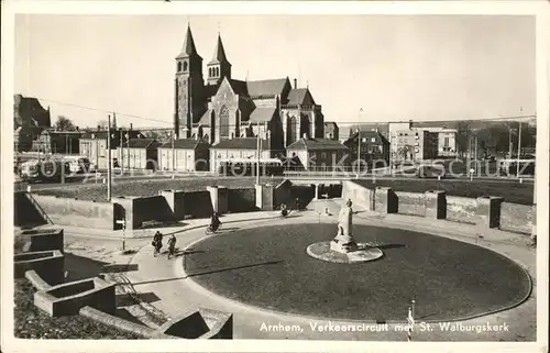 Arnhem Verkeerscircuit met St Walburgskerk Denkmal Kat. Arnhem