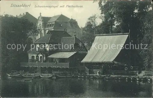 Duesseldorf Schwanenspiegel mit Fischerhaus Kat. Duesseldorf