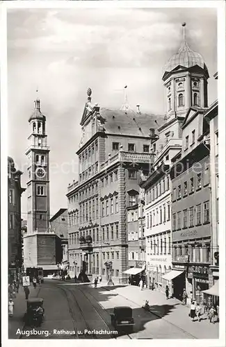 Augsburg Rathaus und Perlachturm Autos Kat. Augsburg