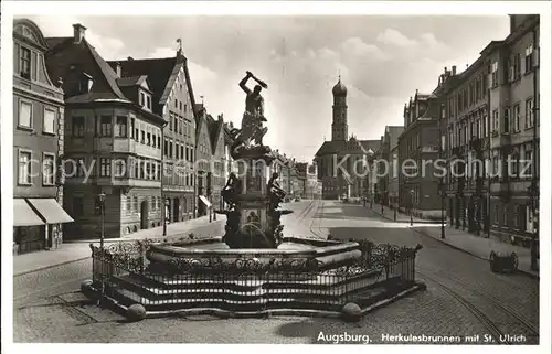 Augsburg Herkulesbrunnen mit St. Urlich Kat. Augsburg