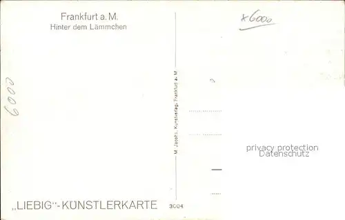 Frankfurt Main Kuenstlerkarte Hinter dem Laemmchen Liebig Kat. Frankfurt am Main