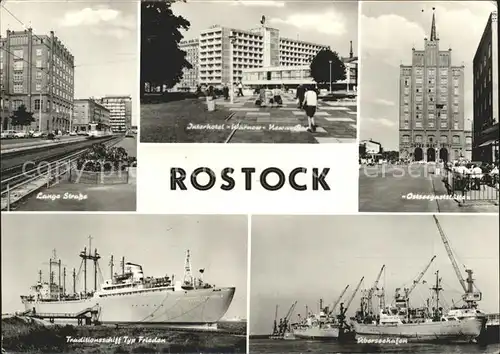 Rostock Mecklenburg Vorpommern Lange Strasse Interhotel Warnow Hafen Schiffe Kat. Rostock