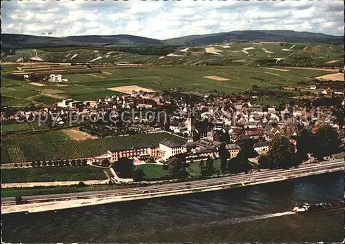 Erbach Rheingau Fliegeraufnahme Hotel Schloss Reinhartshausen Kat. Eltville am Rhein