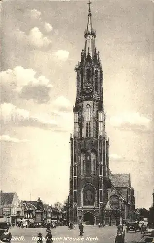 Delft Markt met Nieuwe Kerk Kat. Delft