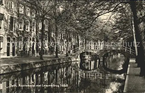 Delft Koornmarkt met Leeuwenbrug Kat. Delft