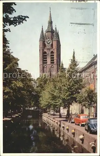 Delft Kerk Schilderachtig Autos Kat. Delft