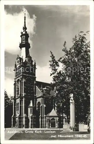 Apeldoorn Grote Kerk Loolaan met Monument Kat. Apeldoorn